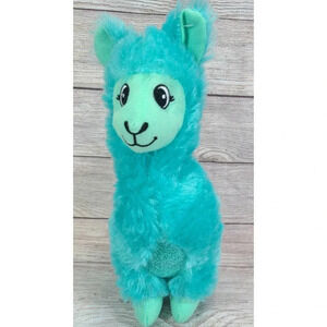 Goffa Plush Llama Alpaca Stuffed Animal Toy Teal Blue Green 14"
